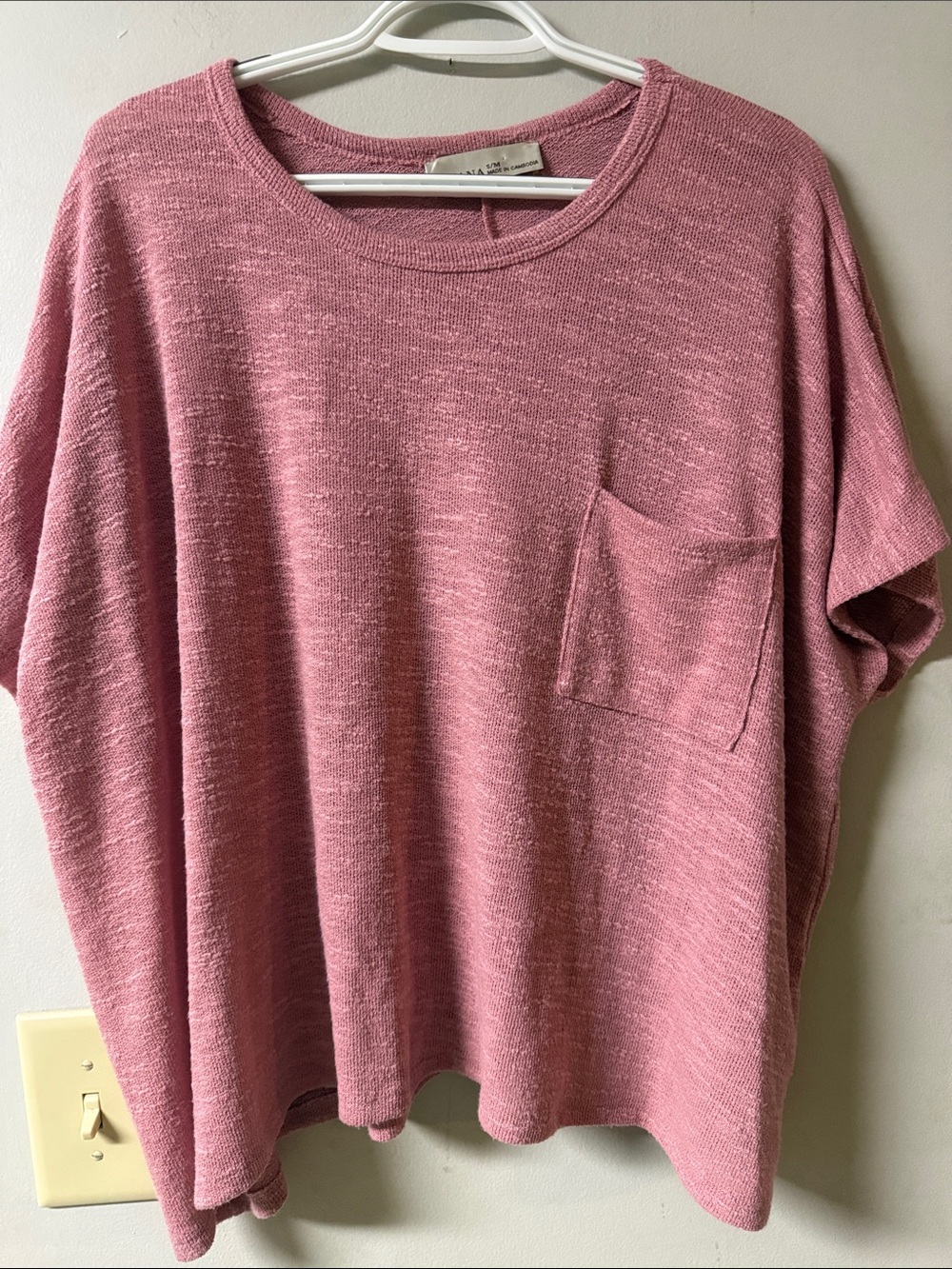 Oversized Pocket Knit Blouse — Dusty Pink